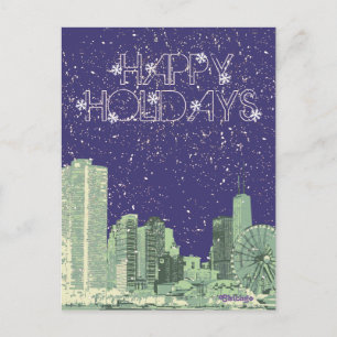 Modern Elegant Chicago City Skylin ecard Postcard