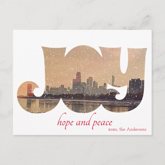 Modern Elegant Chicago City Skyline Greeting Card (Front)