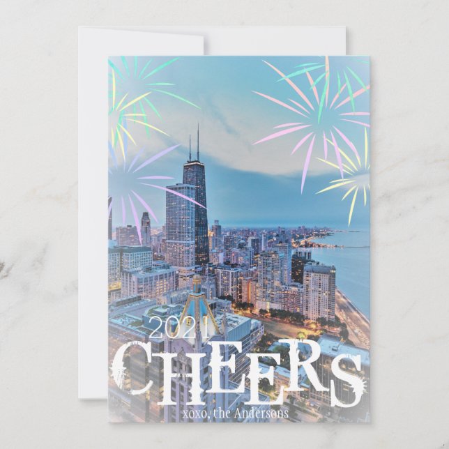 Modern Elegant Chicago City Skyline Greeting Card (Front)