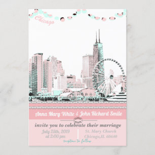Modern Elegant Chicago Skyline Invitation
