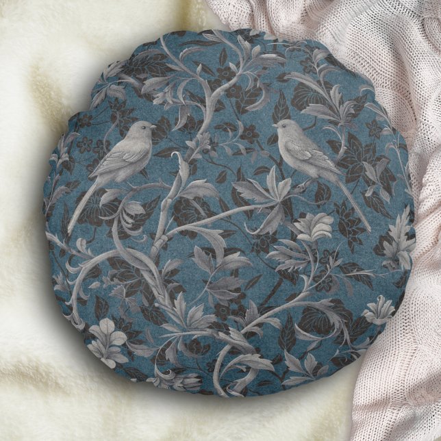 Modern Elegant Chinoiserie Floral Pattern Round Cushion (Creator Uploaded)