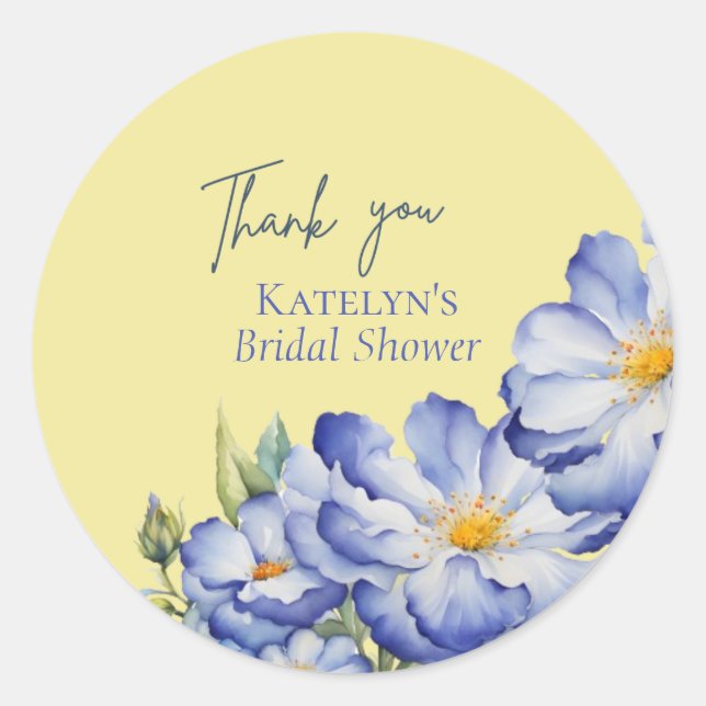 Modern Elegant Chinoiserie Floral Thank you Classic Round Sticker (Front)