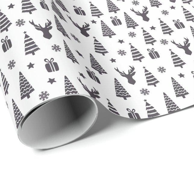 Modern Elegant Christmas Elements Gift Wrapping Paper (Roll Corner)