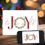 Modern Elegant Christmas Joy to the World Wreath Holiday Card<br><div class="desc">Elegant Christmas Joy to the World Wreath Holiday Card with Christian sentiments inside. Easy to customise with your own text,  fonts,  and colours.</div>