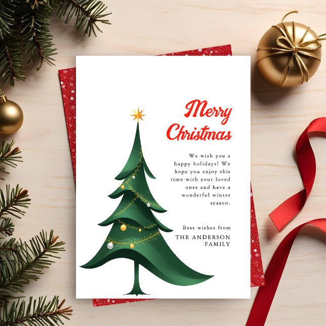 Modern Elegant Christmas Tree Merry Christmas Holiday Card (Creator Uploaded)