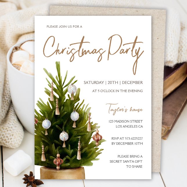 Modern Elegant Christmas Tree Party  Invitation (Creator Uploaded)