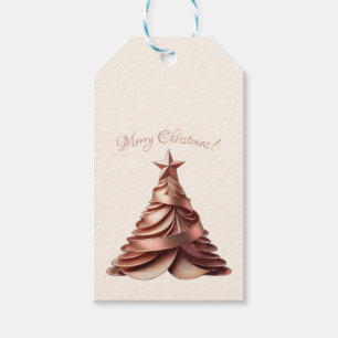 Modern Elegant Christmas Tree-Rose Gold Gift Tags