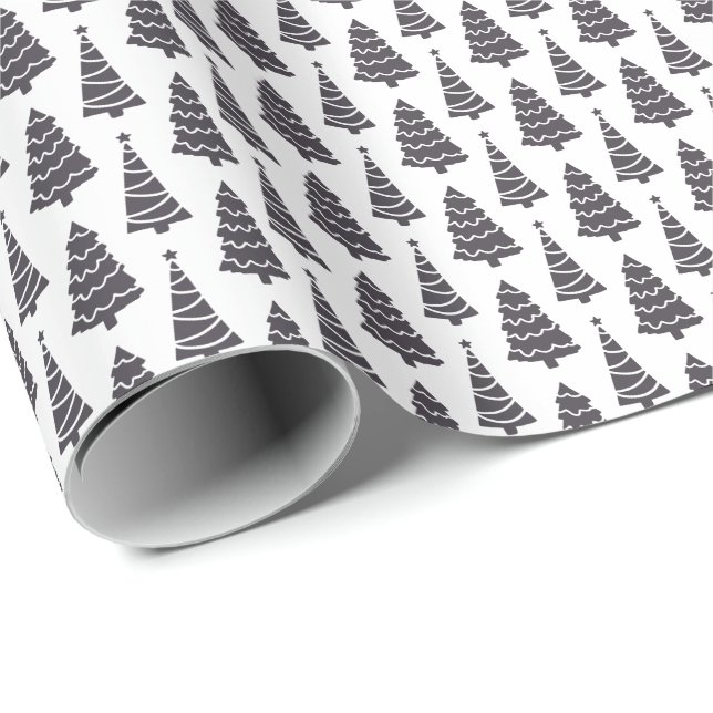 Modern Elegant Christmas Trees Gift Wrapping Paper (Roll Corner)