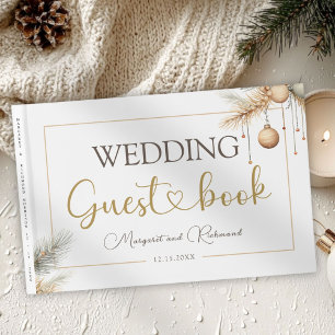 Modern Elegant Christmas Wedding Guest Book