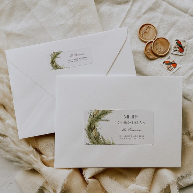 Modern Elegant Christmas Wreath Return Address (Creator Uploaded)