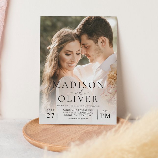 Modern Elegant Classic 2 Photo Wedding Invitation (Creator Uploaded)
