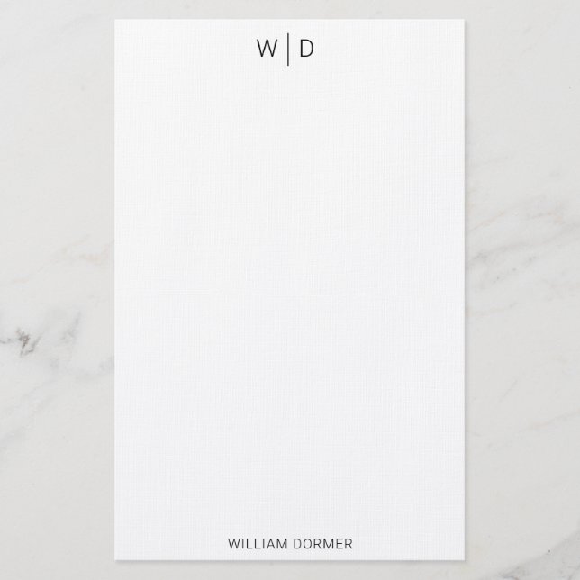 Modern Elegant Classic Black Personal Stationery  (Front)