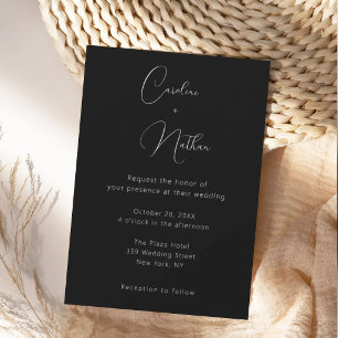 Modern Elegant Classic Black & White Wedding Invitation