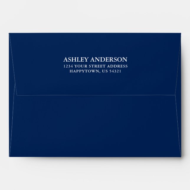 Modern Elegant Classic Blue Wedding Envelope (Back (Top Flap))