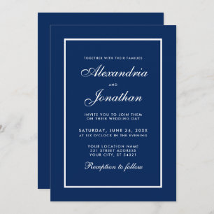 Modern Elegant Classic Blue Wedding Invitation