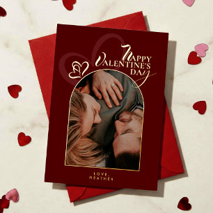 Modern Elegant Classic Chic Photopop Valentines Foil Holiday Card