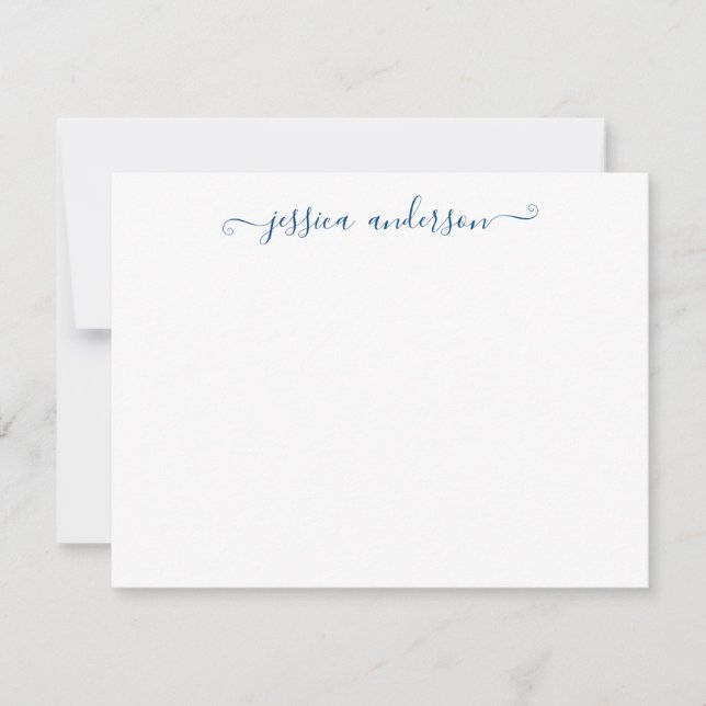 Modern Elegant Classic Dark Navy Blue Script Card (Front)