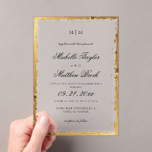 Modern Elegant Classic Faux Gold Foil Wedding Acrylic Invitations