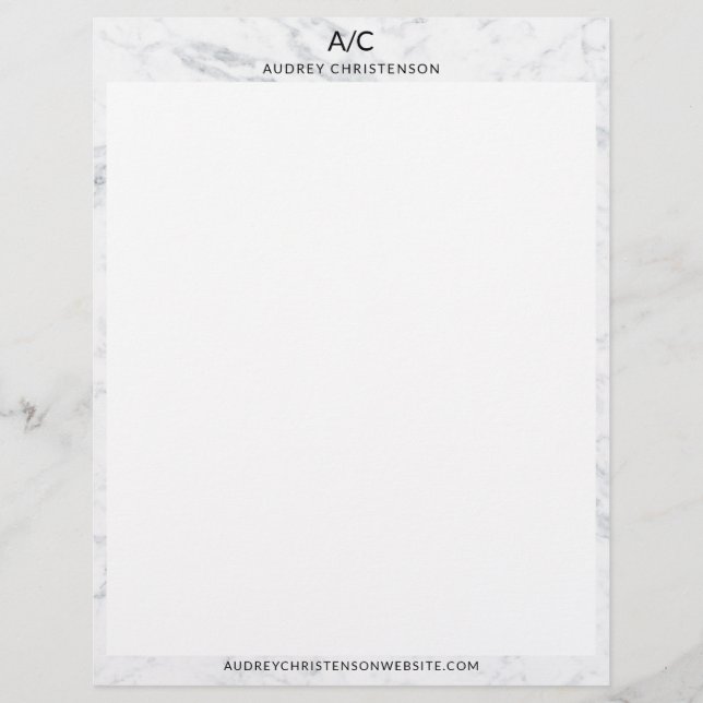 Modern elegant classic monogram marble frame custom letterhead (Front)