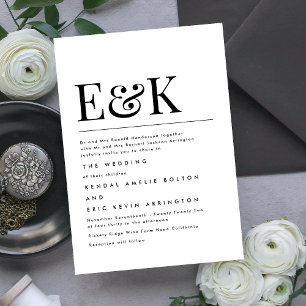 Modern Elegant Classic Monogram Wedding Invitation