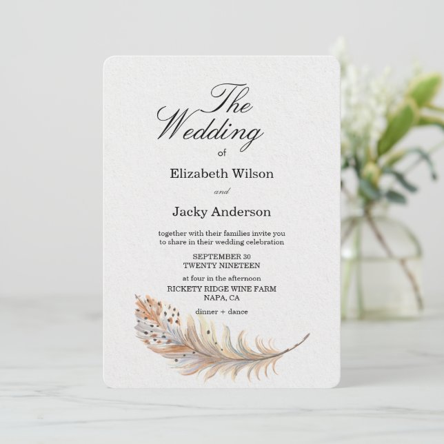 Modern Elegant Classic simple minimalist Wedding Invitation (Standing Front)