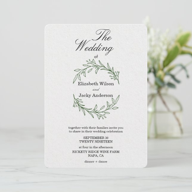 Modern Elegant Classic simple minimalist Wedding Invitation (Standing Front)