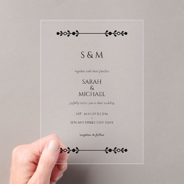 Modern elegant classic style wedding  acrylic invitations (Insitu (Handheld))