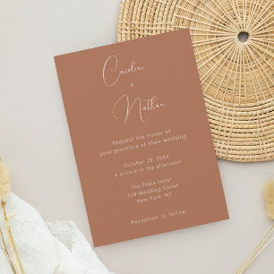 Modern Elegant Classic Terracotta & White Wedding Invitation