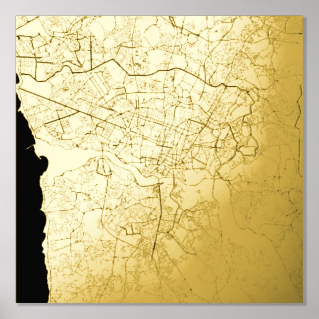  Modern Elegant Classy Gift Map of Porto, Portugal Foil Prints (Front)