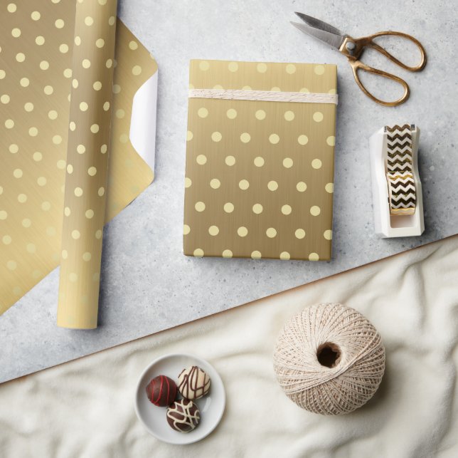 Modern Elegant Classy Polka Dots on Gold Wrapping Paper (Crafts)