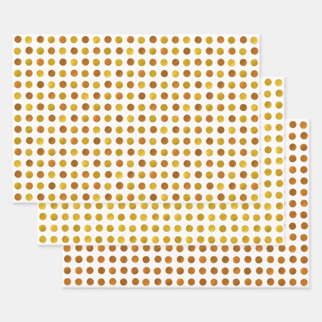 Modern Elegant Classy White Gold Copper Polka Dots Wrapping Paper Sheet (Set)