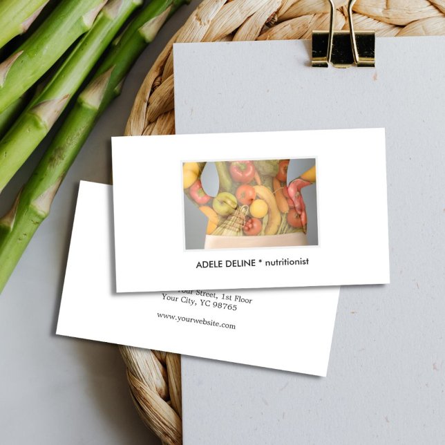 Modern Elegant Clean Body Nutritionist Dietician Business Card (Creator Uploaded)
