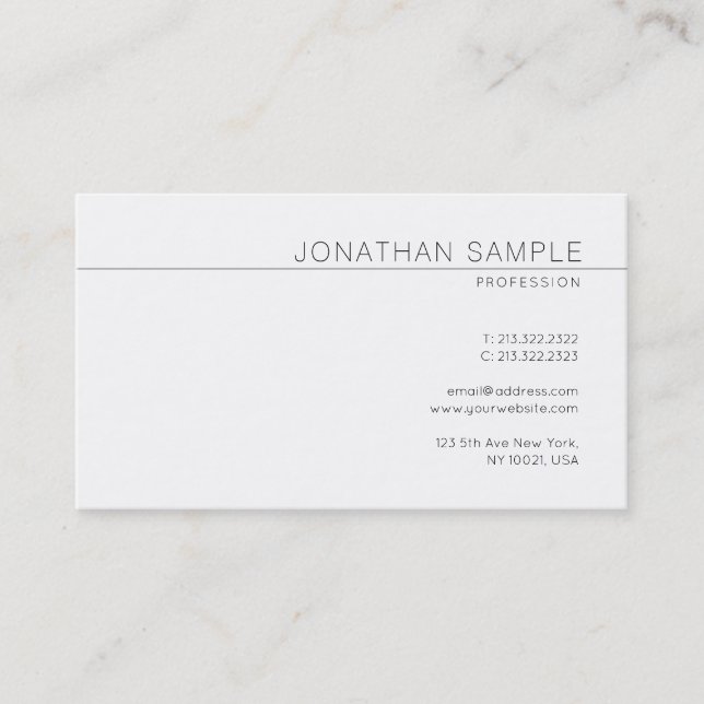 Modern Elegant Clean Design Trendy Plain Luxury Business Card (Front)