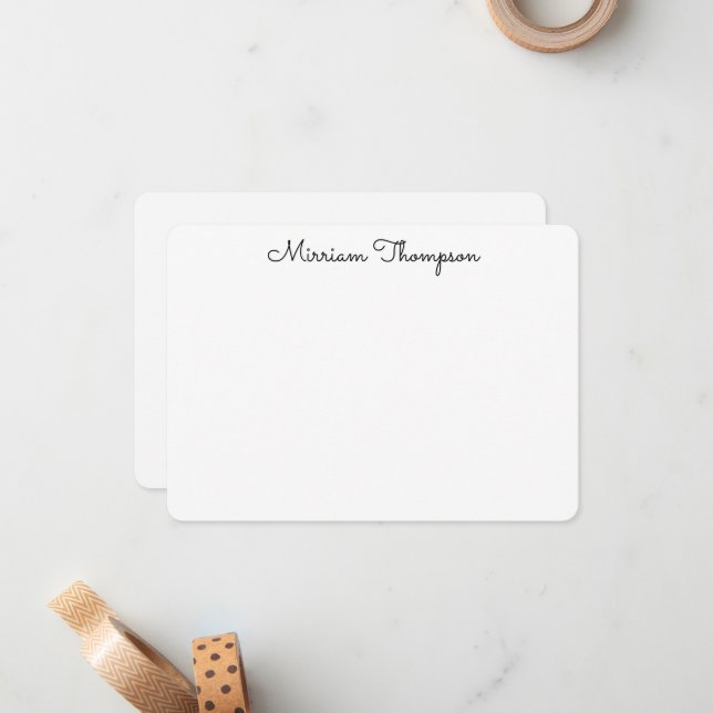 Modern Elegant Clean Girly Black Name Card (Front/Back In Situ)