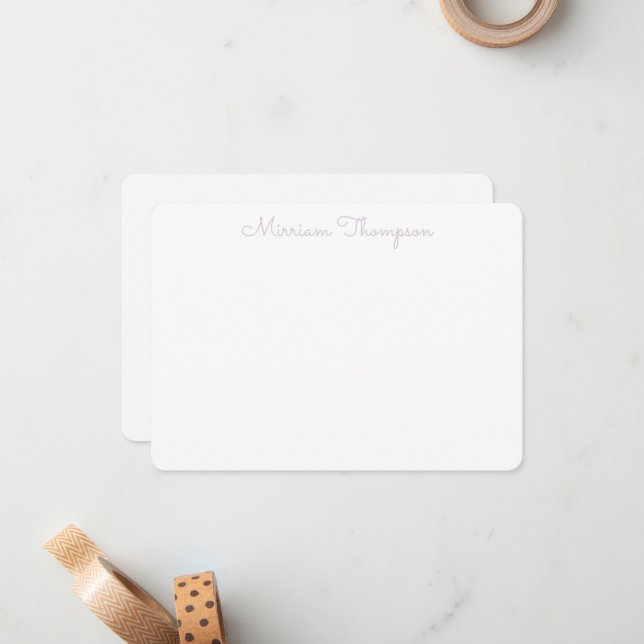 Modern Elegant Clean Girly Lavender Name Card (Front/Back In Situ)