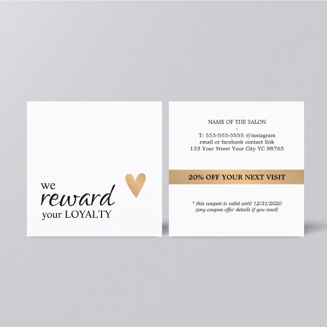 Modern Elegant Clean Loyalyt Coupon Beauty Salon Loyalty Card (Creator Uploaded)