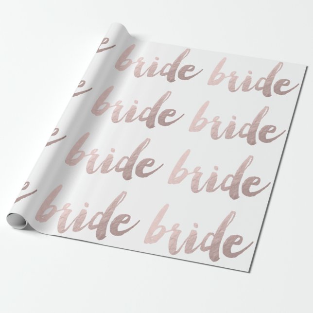 modern elegant clear faux rose gold "bride" wrapping paper (Unrolled)