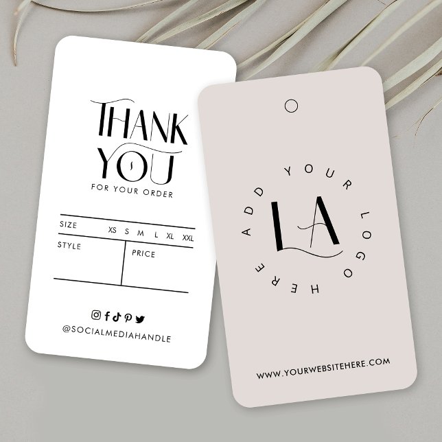 Modern Elegant Clothing Price Labels Logo Hang Tag (Modern neutral beige boutique price tag labels with trendy fonts and simple layout)
