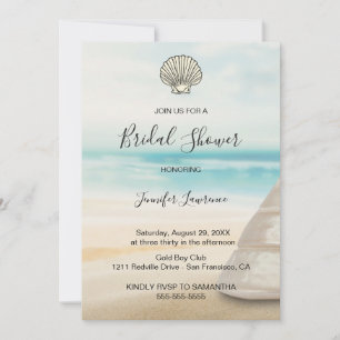 Modern Elegant Coastal Bridal Shower  Invitation