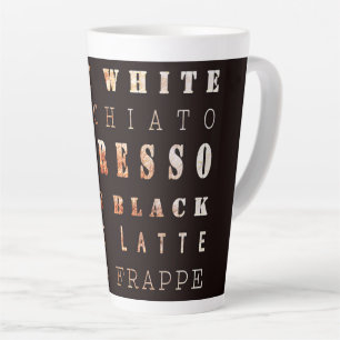Modern Elegant Coffee Types Typography Brown Latte Mug