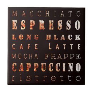 Modern Elegant Coffee Types Typography Tile