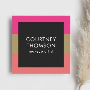 Modern Elegant Colorsul Stripes Makeup Artist Square Business Card