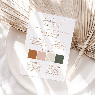 Modern Elegant Colour Palette Bridesmaid Info Card