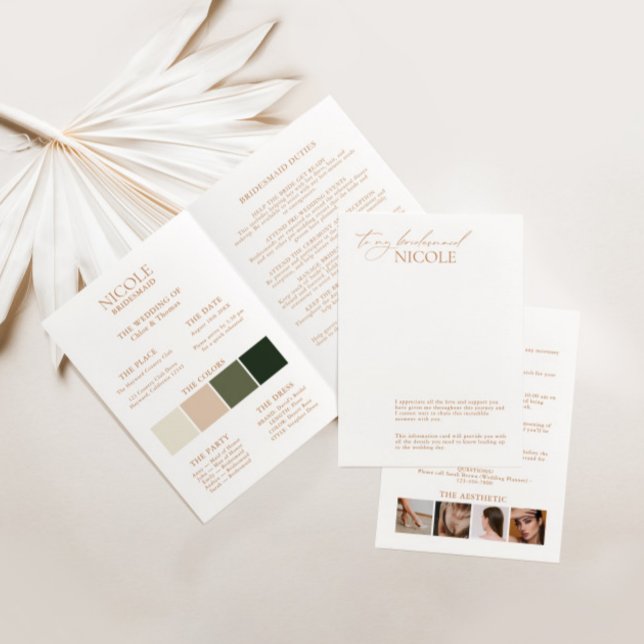 Modern Elegant Colour Palette Bridesmaid Info Card (Creator Uploaded)