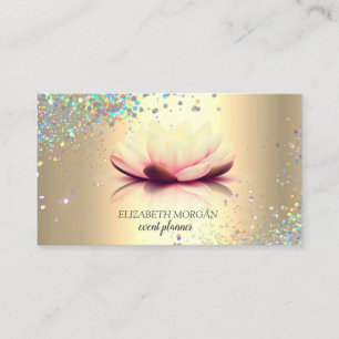 Modern Elegant Colourful Confetti Lotus Gold Business Card