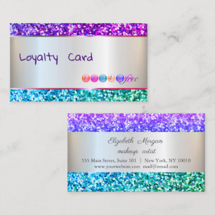 Modern Elegant,Colourful Glitter Striped  Loyalty Card