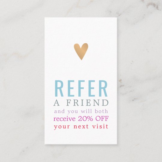 Modern Elegant Colourful Gold Heart Beauty Salon Referral Card
