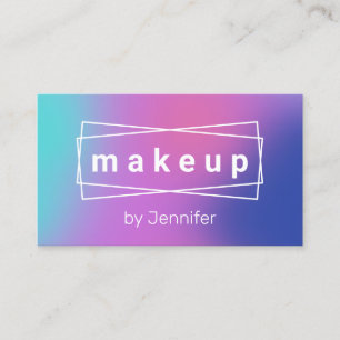Modern elegant colourful holographic makeup artist business card