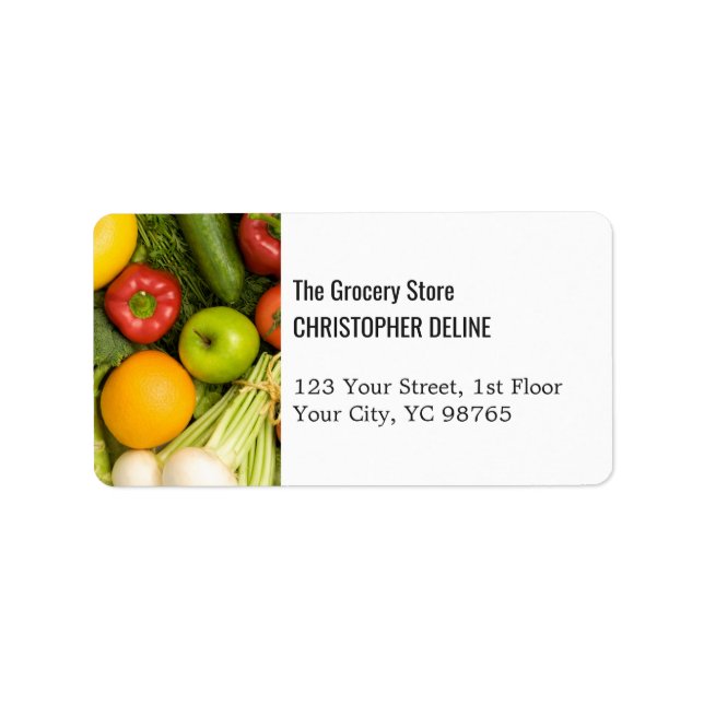 Modern Elegant Colourful Vegetables Grocery Farm Label (Front)