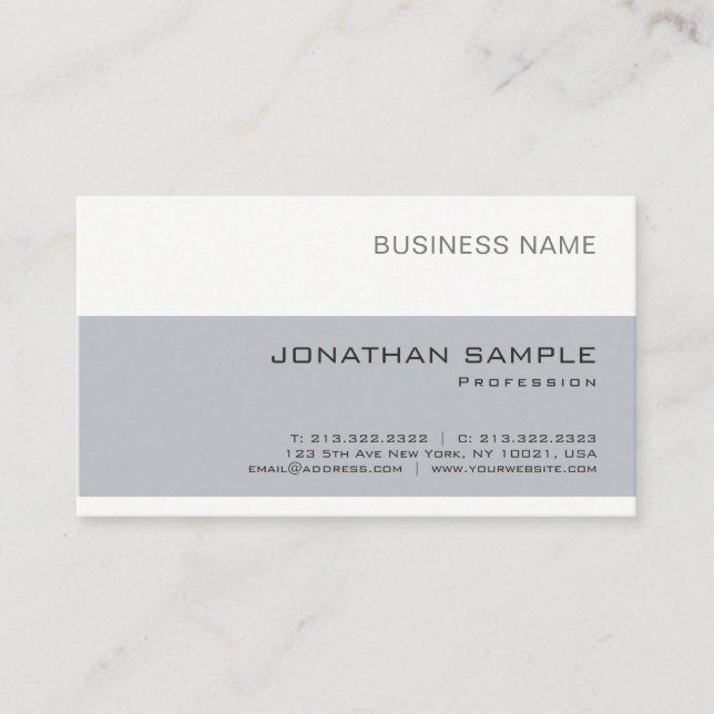 Modern Elegant Company Sleek Plain Trendy Business Card (Front)